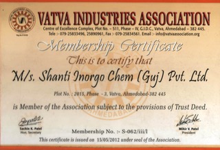 Vatva Industries Association Certificate